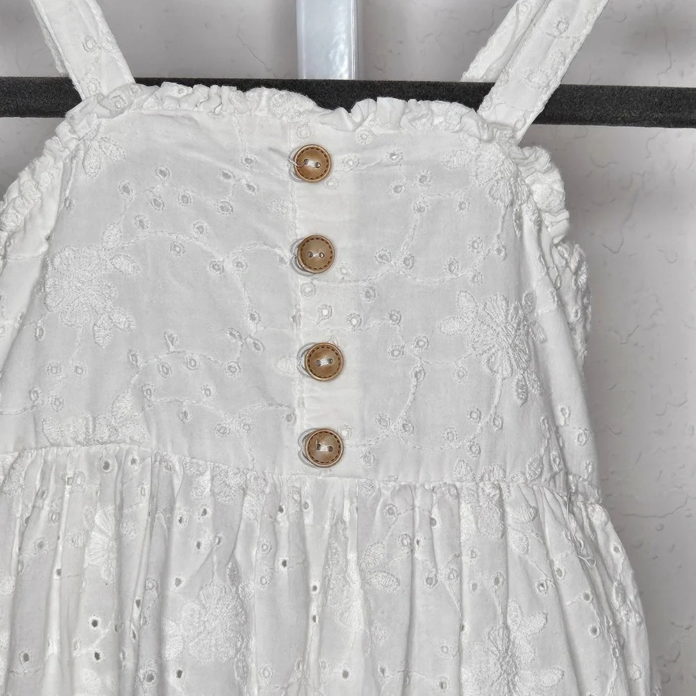 Tahari White Eyelet Lace Dress 4T Tiered Coquette Cottage Easter Flower Girl‎
